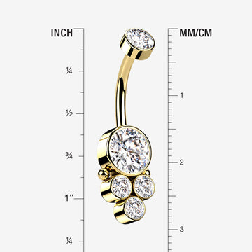 Detail View 1 of Golden Trinity Bali Sparkle Internally Threaded Belly Button Ring-Clear Gem